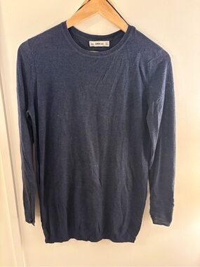 ZARA Navy Blue Crewneck Sweater Shirt